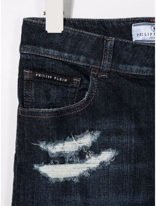 Philipp Plein Junior distressed slim-cut jeans