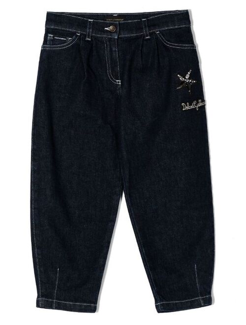 Dolce & Gabbana Kids Love My Life embroidered jeans