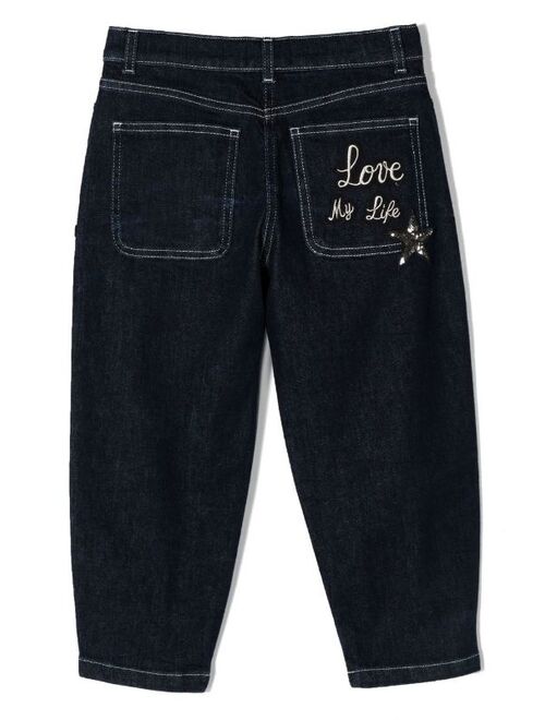 Dolce & Gabbana Kids Love My Life embroidered jeans