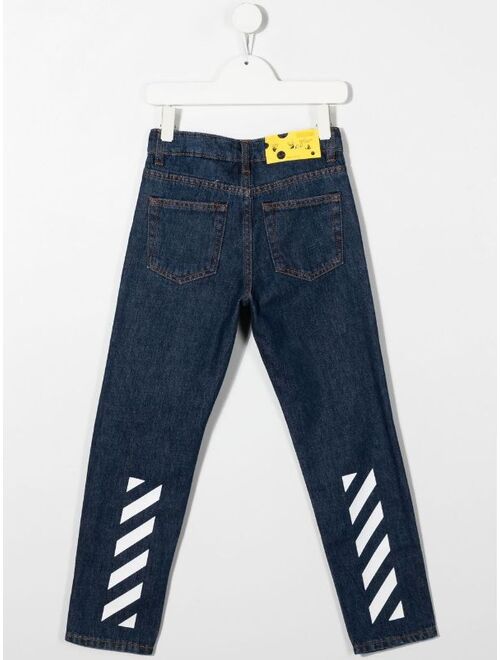 Off-White Kids Diag stripe-print detail jeans