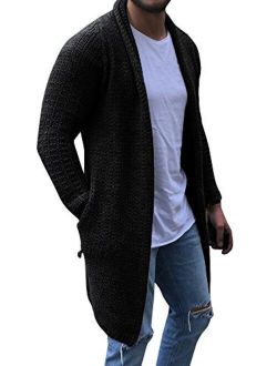 Pengfei Mens Cardigan Sweaters Long Sleeve Knit Open Front Cardigans with Pocket