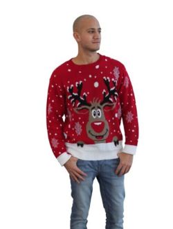 Girltalk Clothing Men's Vintage Reindeer Christmas Jumper crew neck pullover Sweater