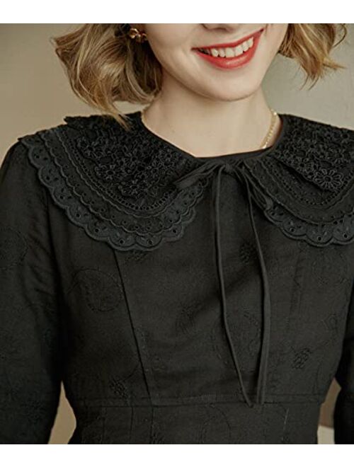SIMPLE RETRO Casual Decorative False Lace Collar Sweater Dress Collar Choker Blouse Collar (Black A)