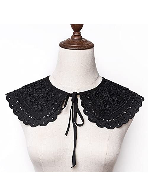 SIMPLE RETRO Casual Decorative False Lace Collar Sweater Dress Collar Choker Blouse Collar (Black A)