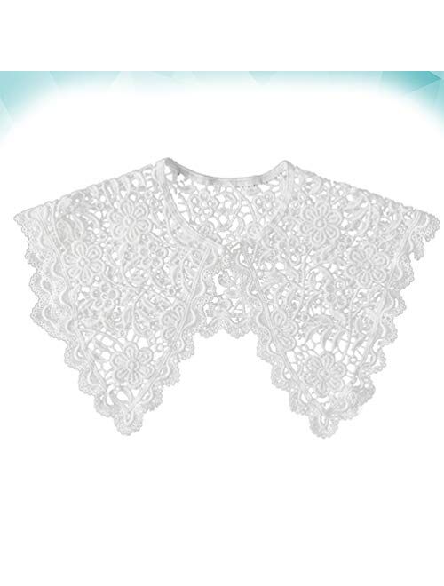 KESYOO Detachable Collar Lace Neckline Collar Embroidery Applique Crochet Collar Shawls Floral Scarf Patches Party Clothing Accessories for Girl Women White Collar