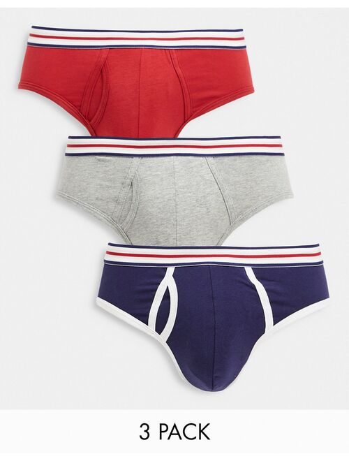 ASOS DESIGN 3-pack briefs with striped waistband