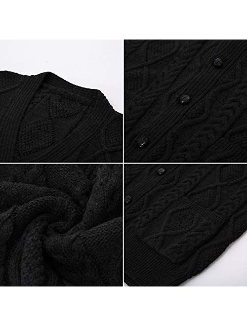 PJ PAUL JONES Mens Cable Knit Sweater Vest Button Down V Neck Slim Fit Sweater Vests Knitwear