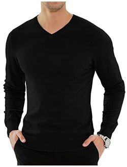 YTD Men's Casual Slim Fit V-Neck Pullover Long Sleeve Knitted Pullover Sweaters