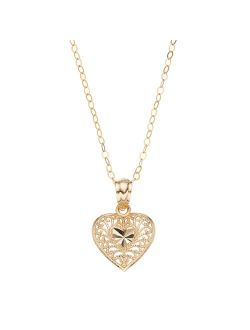 Charming GirlKids' 10k Gold Filigree Heart Pendant Necklace