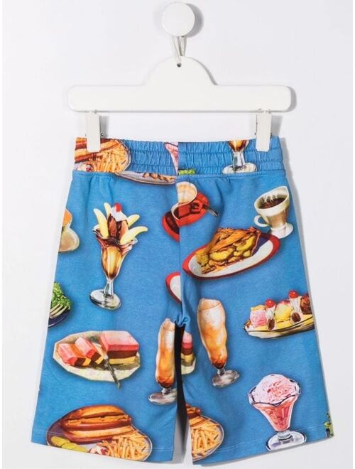 Moschino Kids diner motif-print track shorts