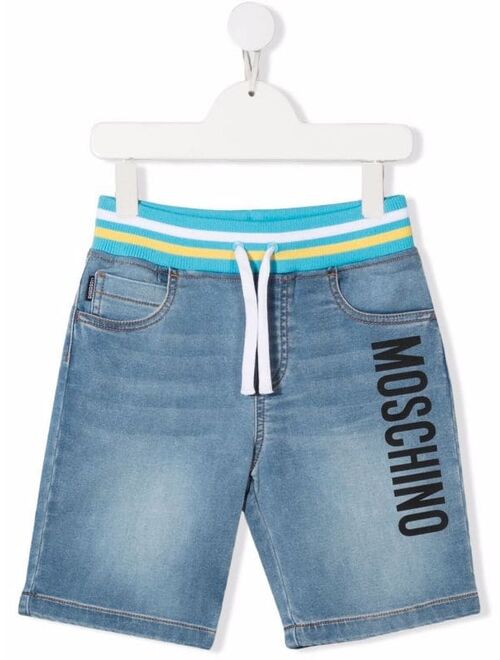 Moschino Kids logo-print denim shorts