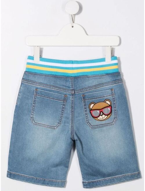 Moschino Kids logo-print denim shorts