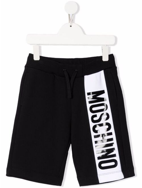 Moschino Kids logo-stripe track shorts