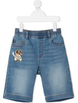 Kids Pirate Teddy Bear patch denim shorts