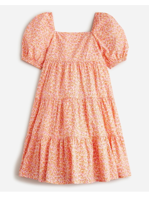J.Crew Girls' puff-sleeve tiered dress in floral
