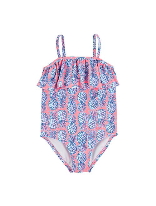 Toddler Girl Carter's Pineapple Ruffled 1-Piece Swimsuit
