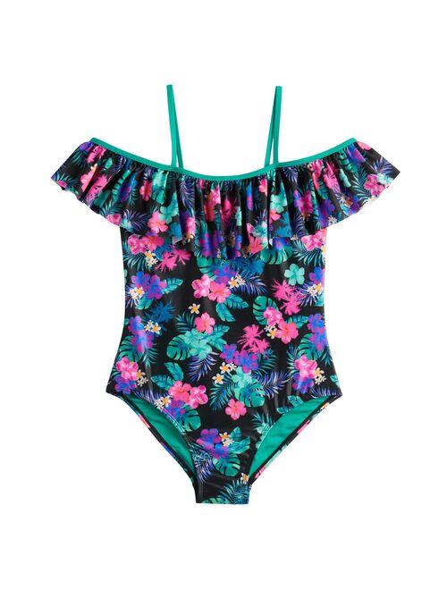 Girls 7-18 1/2 Plus SO Floral Off-Shoulder One Piece Swimsuit