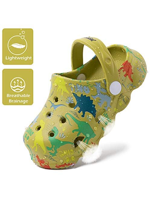 techcity Kids Dinosaur Garden Shoes Cute Cartoon Sandals Clogs Toddler Beach Pool Water Shoes Summer Slides for Boys Girls