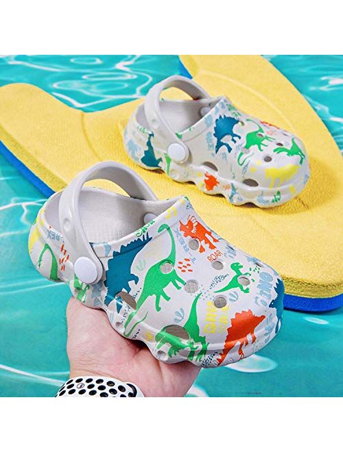 Meidiastra Kids Cute Graphics Clogs Toddler Cartoon Garden Shoes Indoor Outdoor Slide Slippers Beach Sandals for Boys Girls