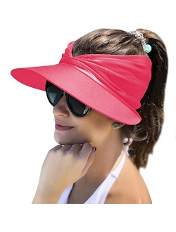 Muryobao Womens Sun Visor Hat Wide Brim Summer UPF 50+ UV Protection Beach Sport Cap