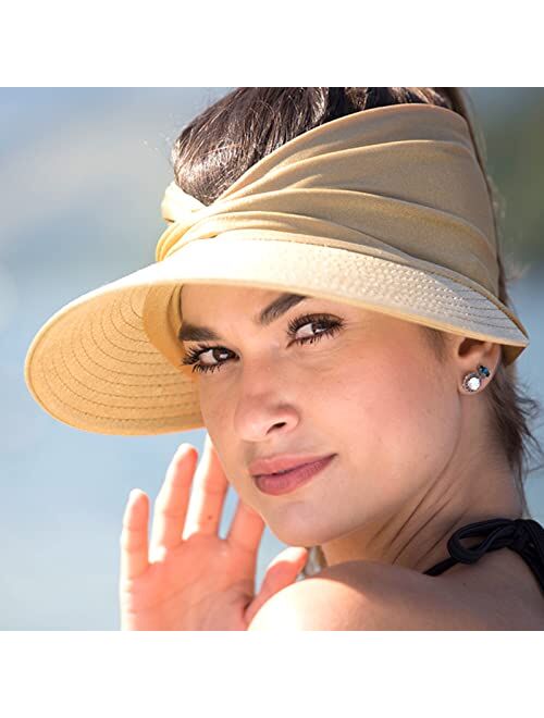 Muryobao Womens Sun Visor Hat Wide Brim Summer UPF 50+ UV Protection Beach Sport Cap