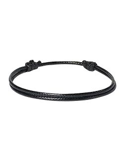 Generic Adjustable Wax Nylon Cord Bracelet for Men or Women - Leather imitation string Unisex Adult Waterproof Boy Girl Friendship Gift