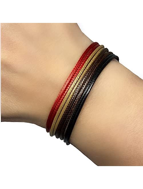 Generic Adjustable Wax Nylon Cord Bracelet for Men or Women - Leather imitation string Unisex Adult Waterproof Boy Girl Friendship Gift