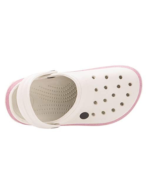 Olivia Miller Kid's Shoes, Pink Skies Collide Light Grey Off White Glitter Slip-On Girls Children Girls Slippers Clogs Platform Slide Sandals