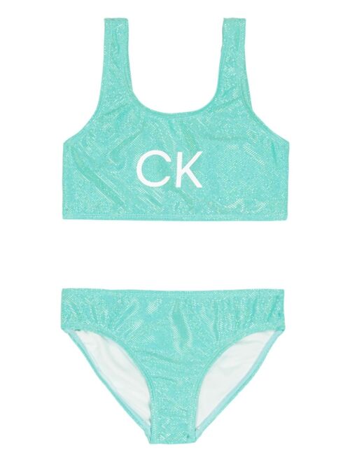 Calvin Klein Big Girls Shimmer Bikini Swimsuit, 2 Piece Set