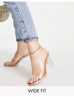 Simmi Wide Fit Simmi London Wide Fit clear heel sandals in natural