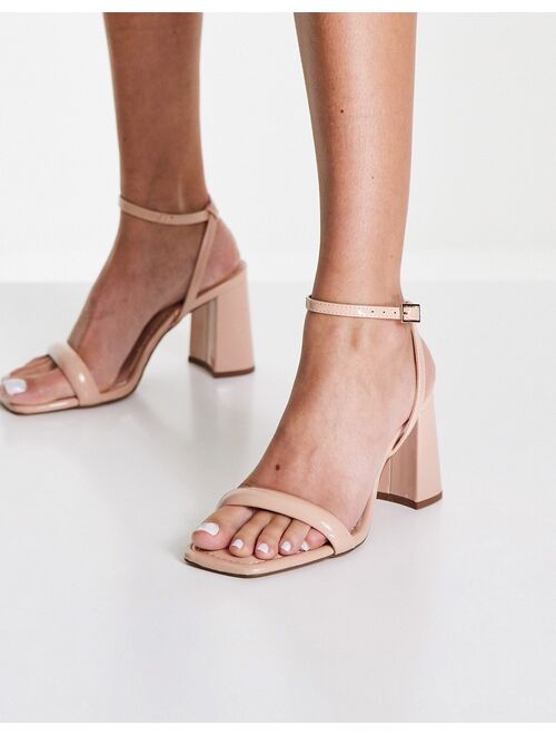 ASOS DESIGN Wide Fit Hilton barely there block heeled sandals in beige