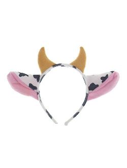 Hosfairy Funny Cartoon Dairy Cow Ears and Horns Design Headband Hairhoop Hair Accessiores for Party Show Performance(White/Black)