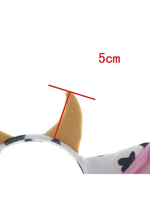 Hosfairy Funny Cartoon Dairy Cow Ears and Horns Design Headband Hairhoop Hair Accessiores for Party Show Performance(White/Black)