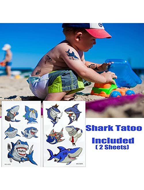 DEODARI Shark Headband Shark Costume Hat for kids with Shark Tatoo for Shark Party Favors 1pc