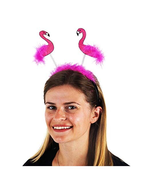 Tigerdoe Tropical Headbands - Flamingo Head Boppers - Luau Party Headbands - Palm Tree Headbands - 2 Pc