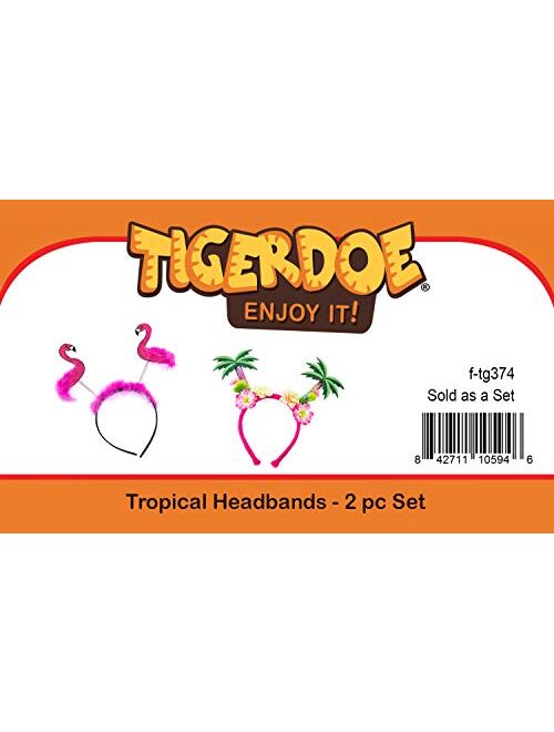 Tigerdoe Tropical Headbands - Flamingo Head Boppers - Luau Party Headbands - Palm Tree Headbands - 2 Pc