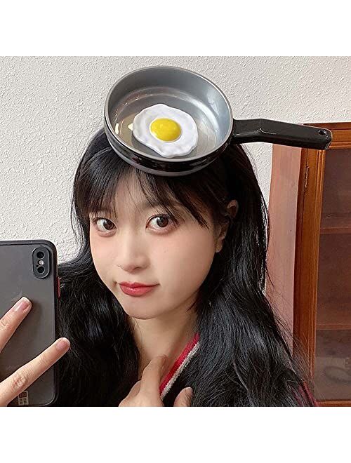 Generic Fake Food Hair Hoop Fun Kids Korean Style Headwear Cartoon Fried Egg Cute Hair Clip Funny Headband Female Hair Accessories(A)