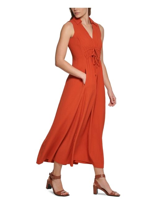 Calvin Klein Textured Drawstring-Waist Dress