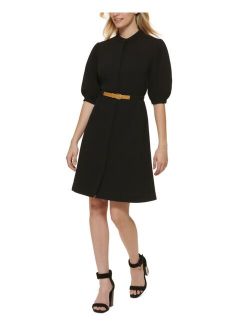 Puff-Sleeve A-Line Dress