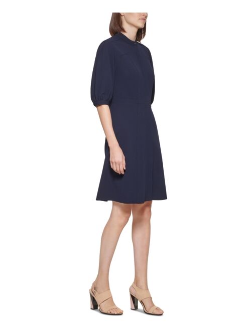 Calvin Klein Puff-Sleeve A-Line Dress