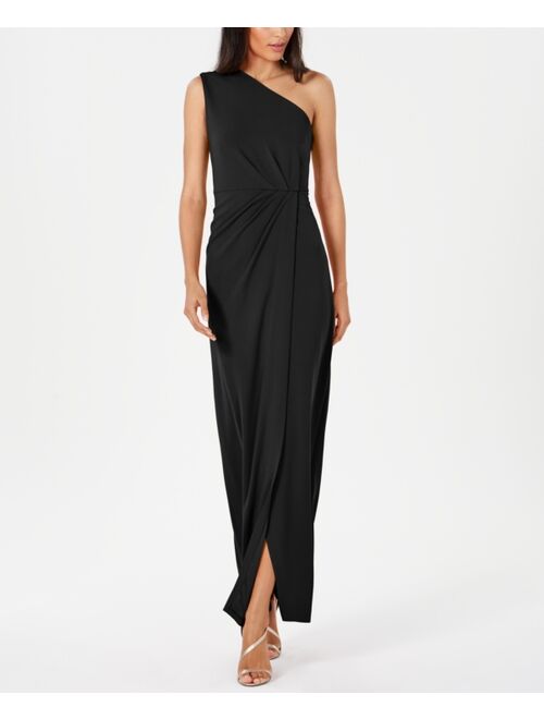 Calvin Klein Draped One-Shoulder Gown