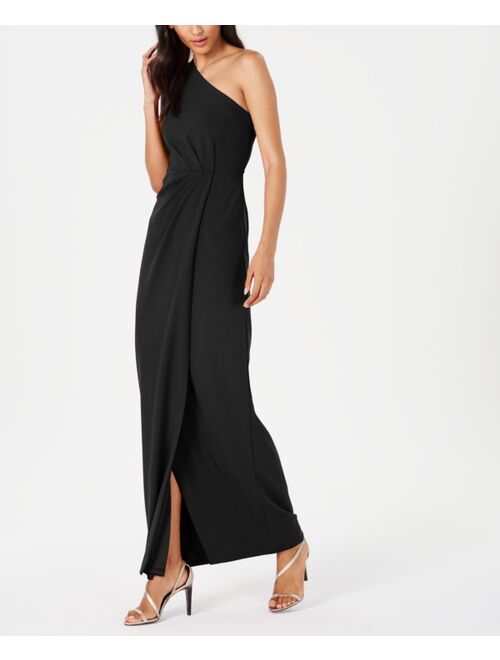 Calvin Klein Draped One-Shoulder Gown