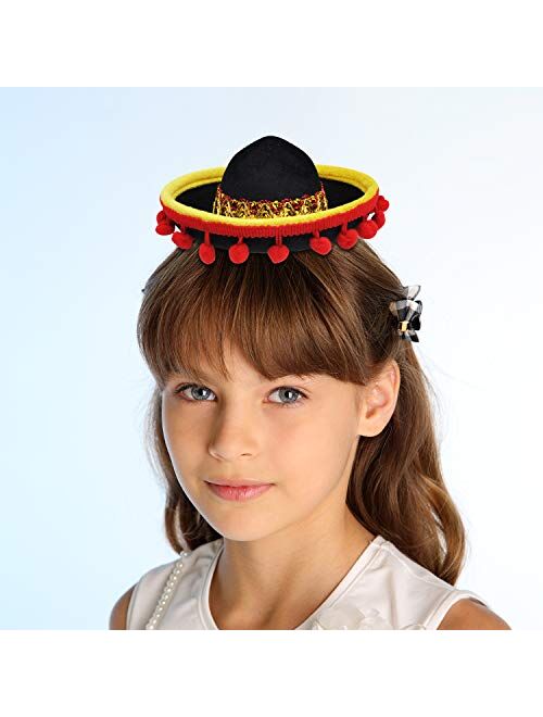 JOYIN 6 PCS Cinco De Mayo Fiesta Fabric and Straw Sombrero Headbands Party Costume for Fun Fiesta Hat Party Supplies, Luau Event Photo Props, Mexican Theme Decorations, D