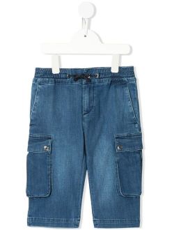 Kids multi pocket denim shorts