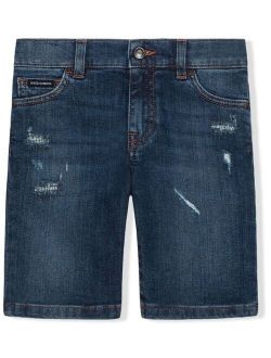Kids distressed-effect thigh-length shorts
