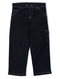 Kids washed-denim worker jeans
