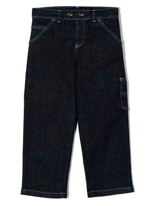 Dolce & Gabbana Kids washed-denim worker jeans