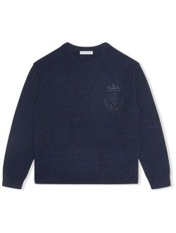 Kids logo-embroidered fine-knit jumper