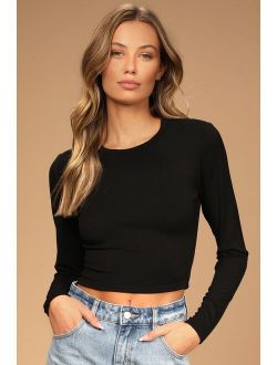 Begin with the Basics Black Long Sleeve Crop Top