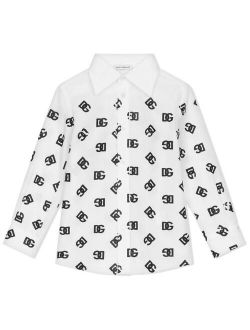 Kids DG logo-print cotton shirt